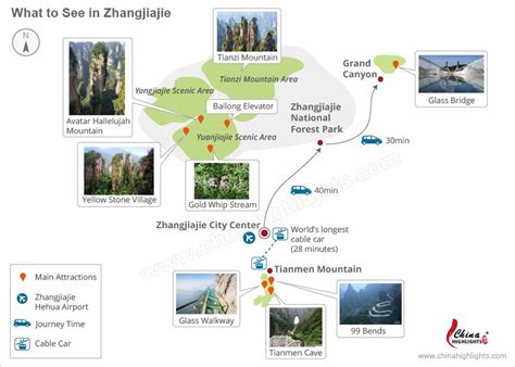 Zhangjiajie Maps Showing Tourist Information .